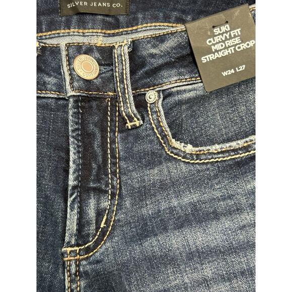 Silver Jeans Suki Mid Rise Straight Leg Jeans Medium Wash size 24x27 New W Tags. - Picture 8 of 15